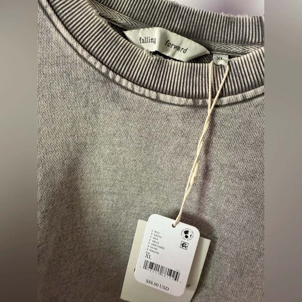 Free People Falling Forward NWOT Crewneck Sweatshirt XL Gray Oversized Pullover - Picture 12 of 14